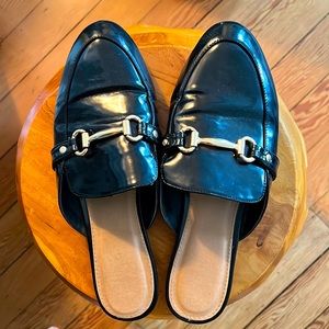 Black patent mules - size 9